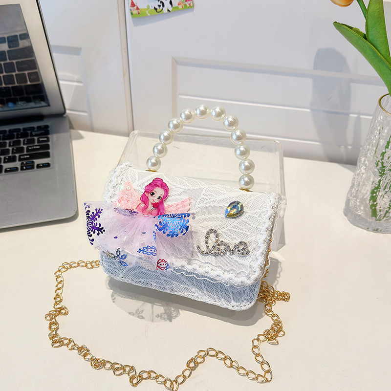Bagos de hombro para niños primavera y verano frescos bolsos de perlas para niñas Aisha pequeña princesa bolsos de mochila de estilo extranjero