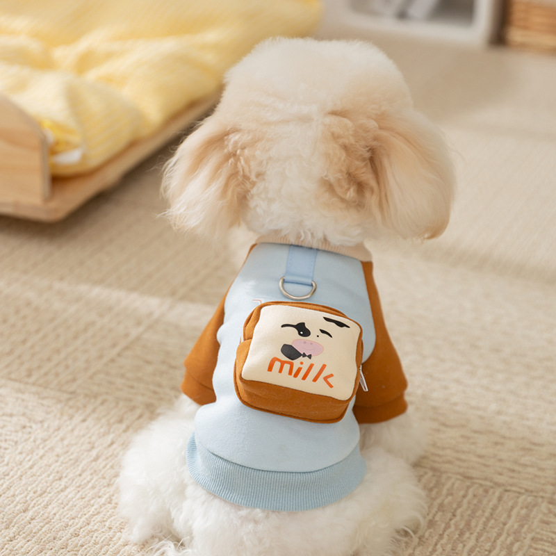 Otoño y invierno perros lindas mochilas de dibujos animados gatos de dos patas camisas de lana delgada más cálida que osos Teddy ropa de perro de mascota