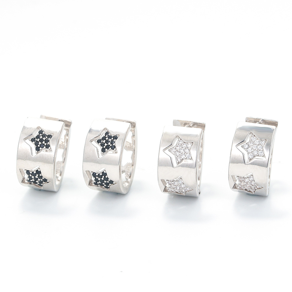 Geometric Pattern Fashion Micro-inlaid Five-pointed Star Wide Earrings Wholesale