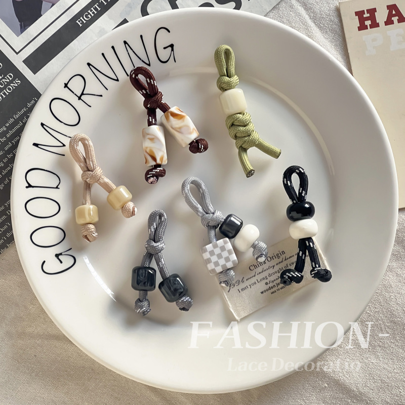 Autumn and Winter Miu Series Mocha Beaded Shoe Bag Pendant Wooden Bead Shoe Buckle Moral Training Kangaroo Shoes Mule Shoes DIY Shoe Decoration