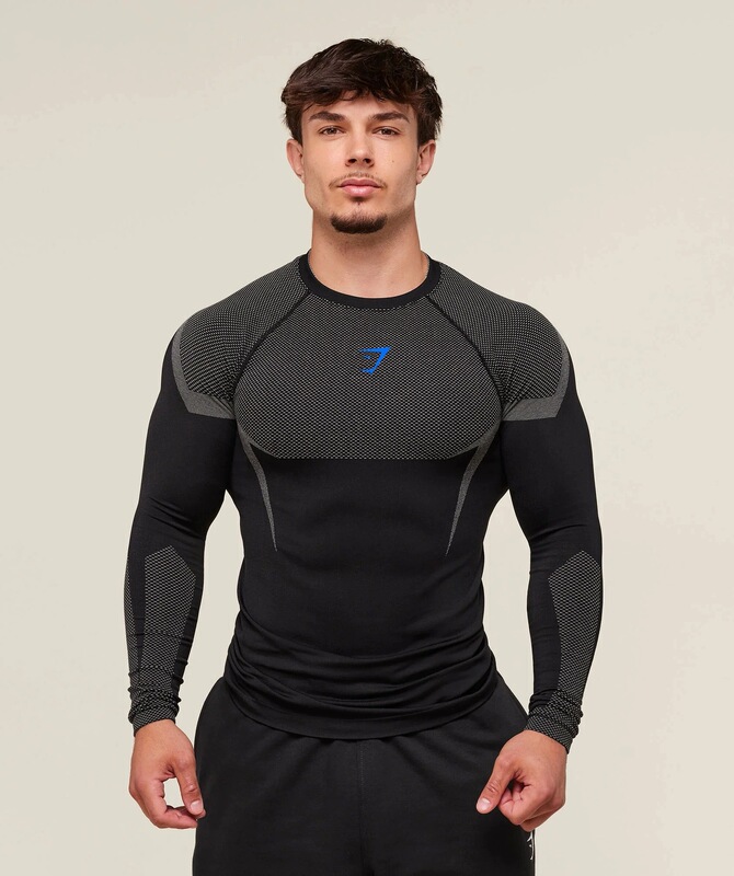 健身上衣男士秋冬跑步训练骑行运动紧身T恤鲨鱼健身长袖GYMSHARK|undefined