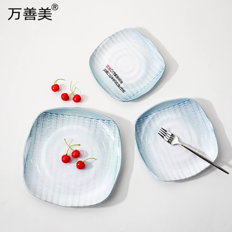 Imitation porcelain square dish melamine Korean cuisine barbecue plate square plate thickened restaurant commercial melamine tableware wholesale Imitation porcelain square dish melamine Korean cuisine barbecue plate square plate thickened restaurant commercial melamine tableware wholesale