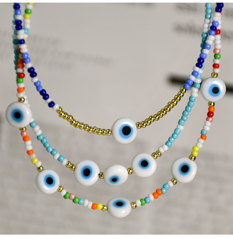 1 Piece Fashion Devilu0027S Eye Alloy glass Beaded Womenu0027S Necklace