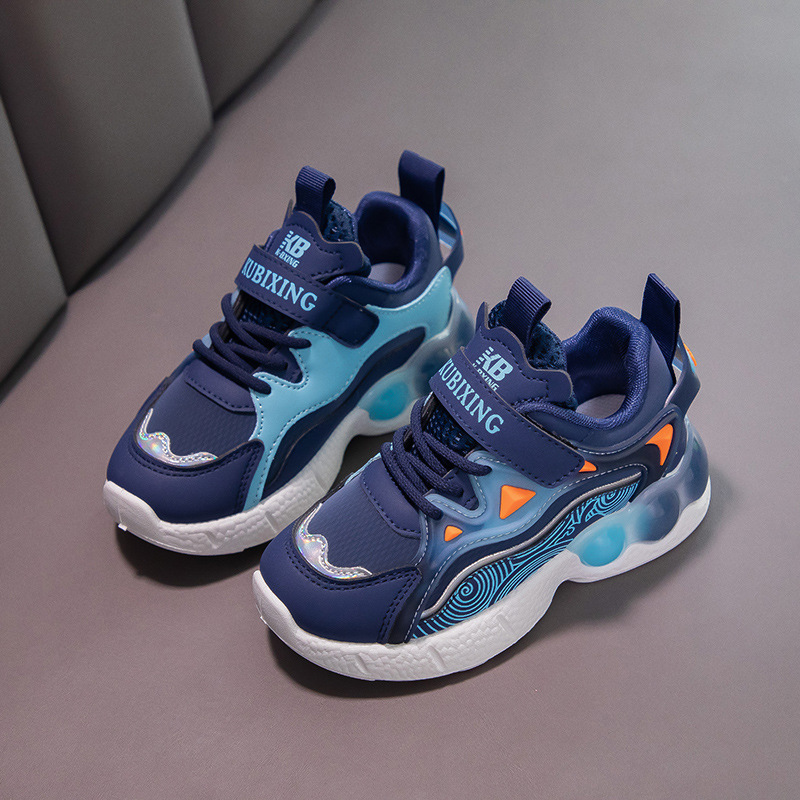 Scarpe per bambini da basket in stile velcro, alla moda, versatili, per ragazze, ragazzi e ragazze, in pelle, primavera e autunno_voghion.com