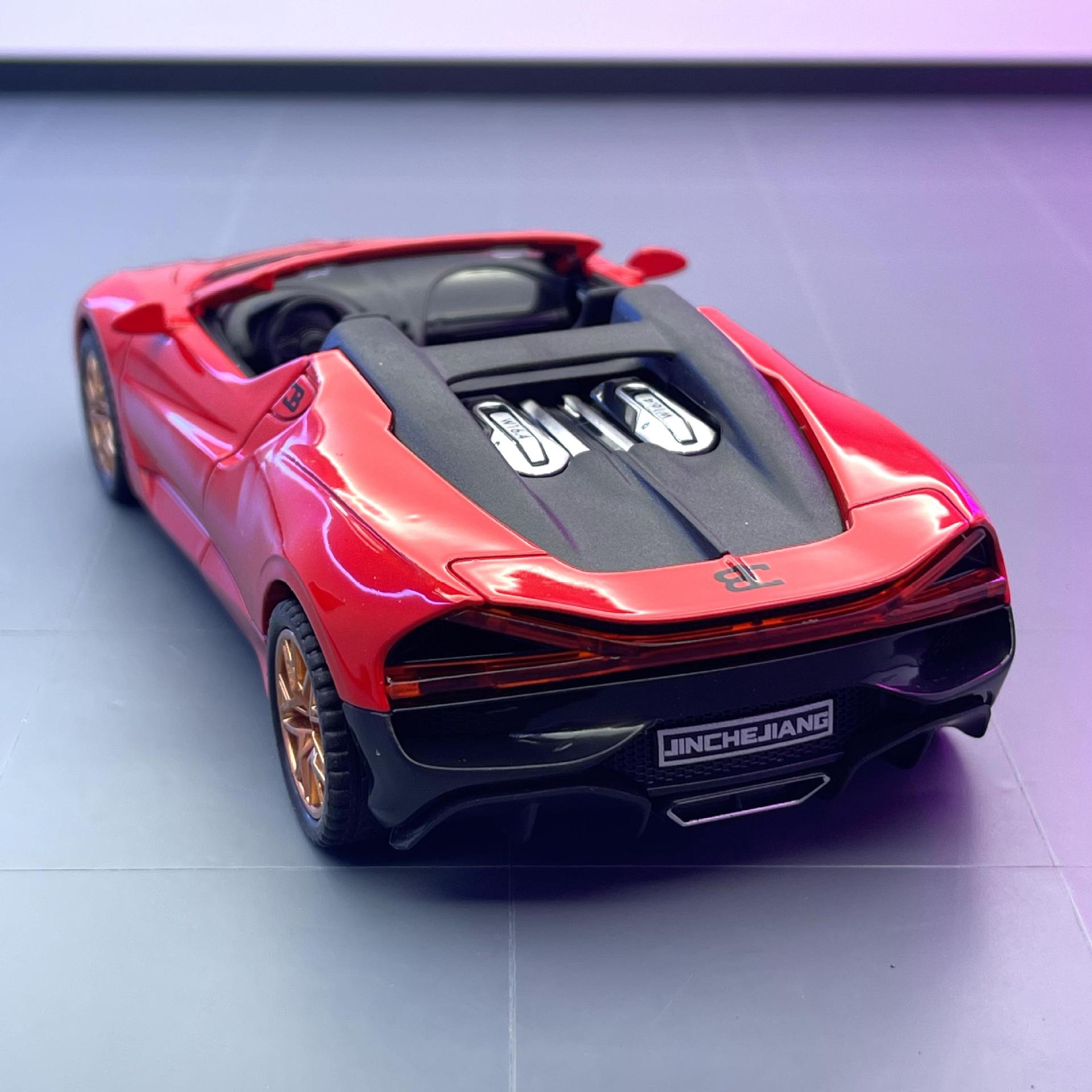 Lijiaxin modelo de coche de aleación 1:32 bugatdi Mistral Tire hacia atrás convertible coche deportivo modelo de coche de juguete adornos