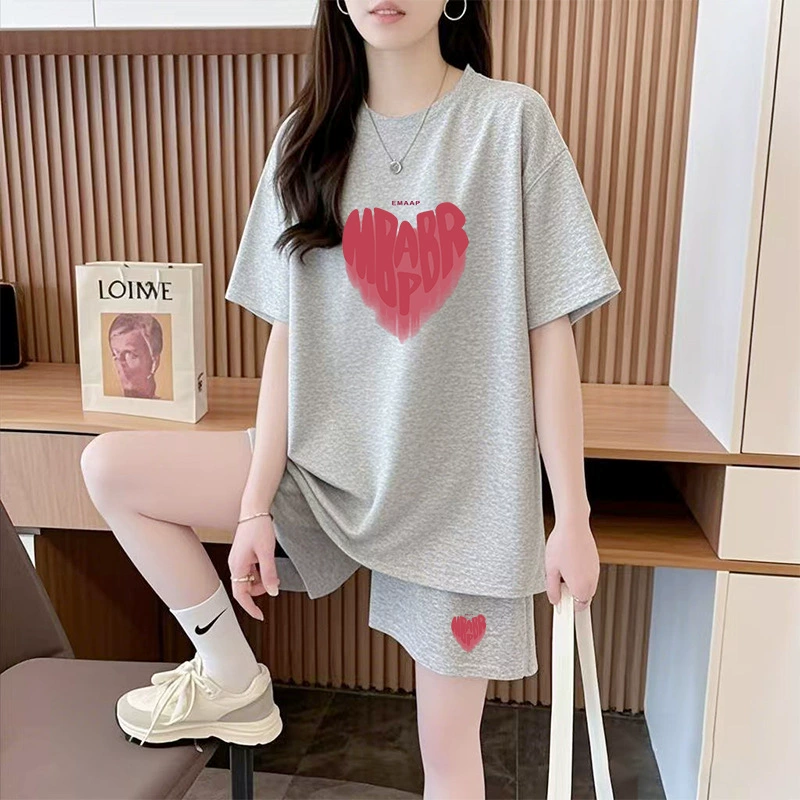 Новый комплект домашней одежды из молочного шелка, полный комплект свободных пижам большого размера для верхней одежды, универсальные шорты с короткими рукавами, комплект из двух предметов.