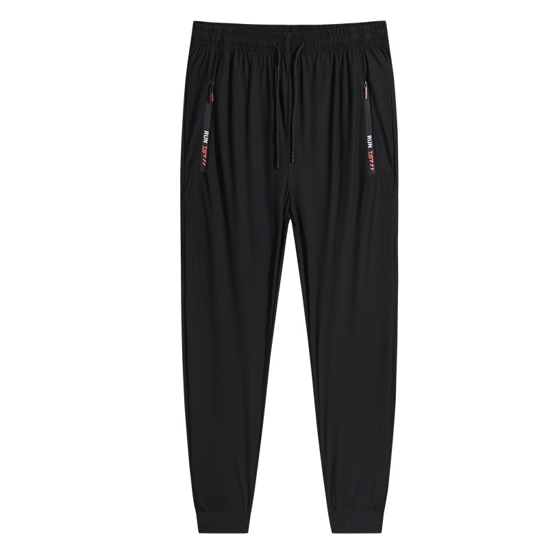 Silk quick dry thin solid color elastic trousers for leisure