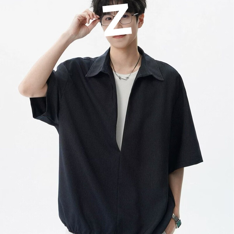 Waffle Short-Sleeved Shirt, Men's Textured Top, Summer Thin Loose Half-Sleeved Shirt, Men's Shirt