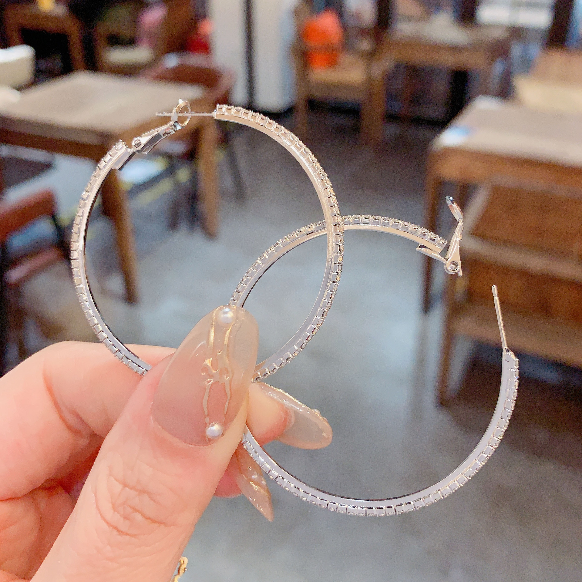 Holiday, Daily, Party Occasion 925 Sterling Silver, Copper Material 1 Pair Streetwear Solid Color Plating Inlay 925 Sterling Silver Copper Zircon Hoop Earrings