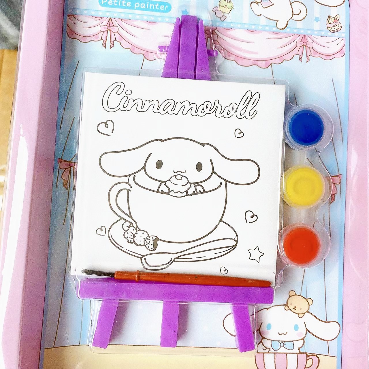 Xiaoxiao pintor sanli ou patrón de dibujos animados pintura hecha a mano de los niños con caballete pigmento educativo pintura para colorear premio