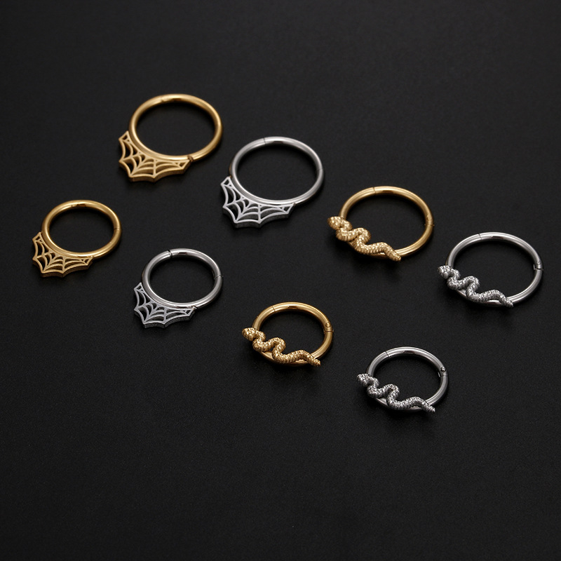 5g Weight 0.03µm-0.05µm Gold Plating Thickness Streetwear Snake Stainless Steel Nose Studs