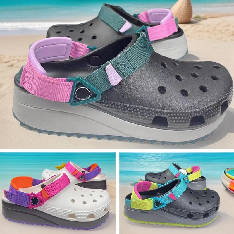 Classic Cool Ribbon Clogs with Thick Soles, Height-Increasing Sandals, Beach Shoes for Men and Women, Trendy Outerwear Wholesale
