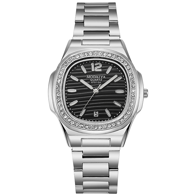 Celebridad transfronteriza de Internet TikTok New Fashion Square Cinturón de acero para hombre reloj calendario reloj de cuarzo entrega de regalo