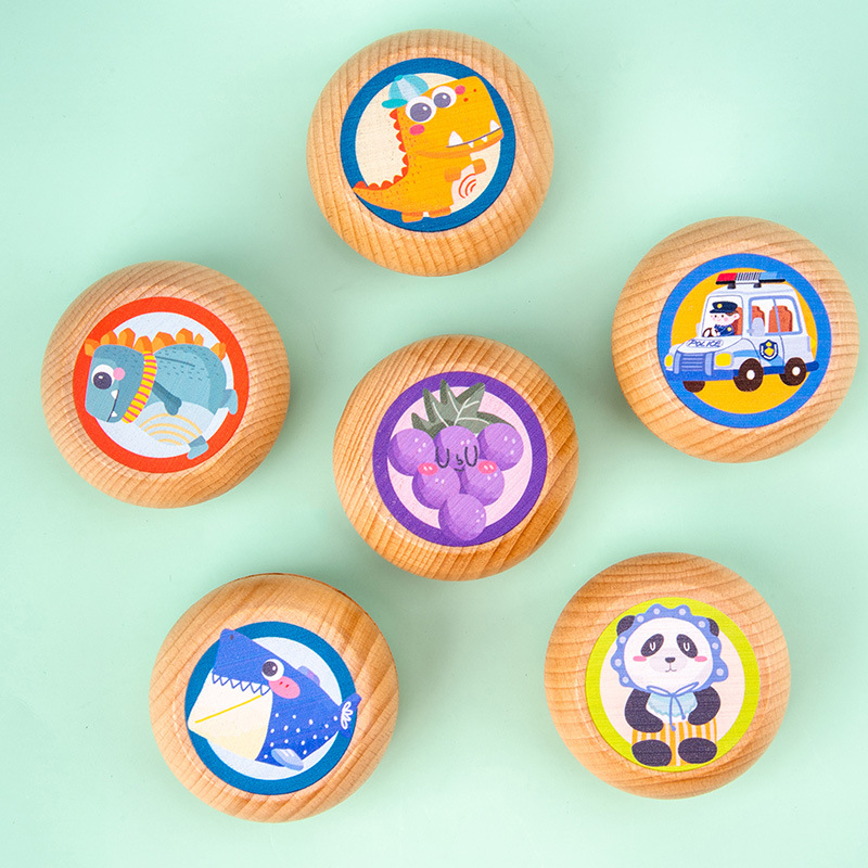 Rompecabezas de madera yo-yo animal de dibujos animados yo-yo niño niña cordón clásico juguete nostálgico