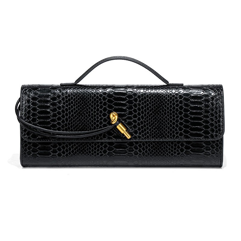 Amazon Best-Seller Snakeskin Hand-Woven Bag, Fashionable Luxury Niche Evening Baguette Shoulder Bag For Women - Thumbnail 3