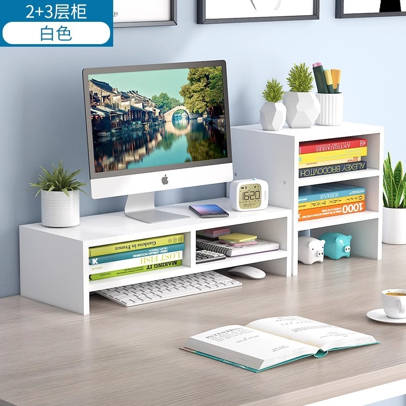 デスクトップコンピュータ高さ調整モニタースクリーンオフィスデスクトップベーススタンドワークステーションパッドオフィス文具収納ラック|undefined