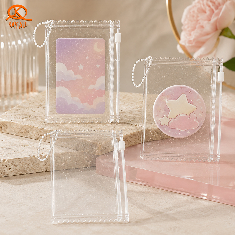 Transparent glitter storage bag, small card display bag, PVC edge-sealed display bag, small card bag, card sleeve, pendant