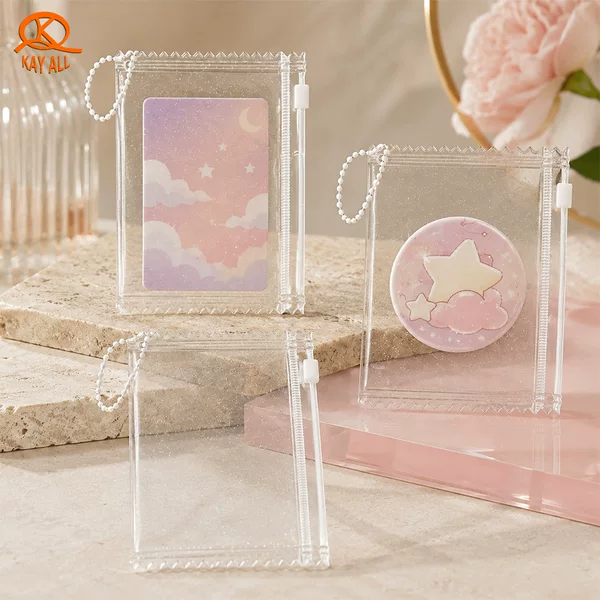 Transparent glitter storage bag, small card display bag, PVC edge-sealed display bag, small card bag, card sleeve, pendant