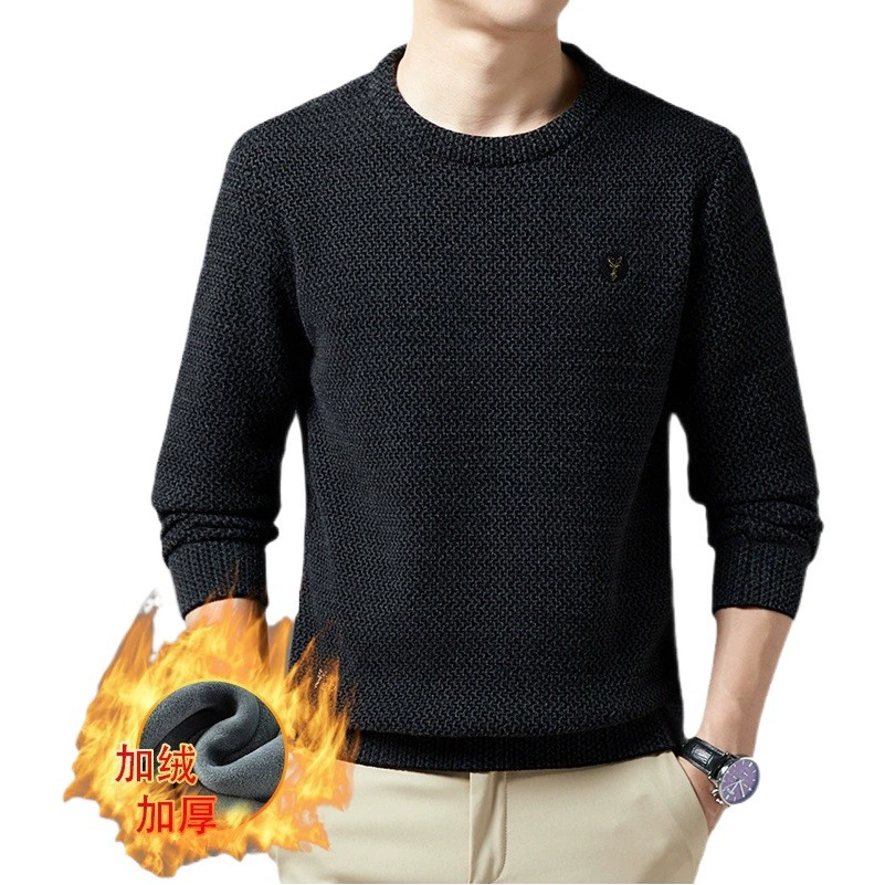 Прямая трансляция, популярный зимний бархатный утолщенный свитер, мужской модный вязаный свитер с круглым вырезом, утолщенная мужская одежда, дропшиппинг