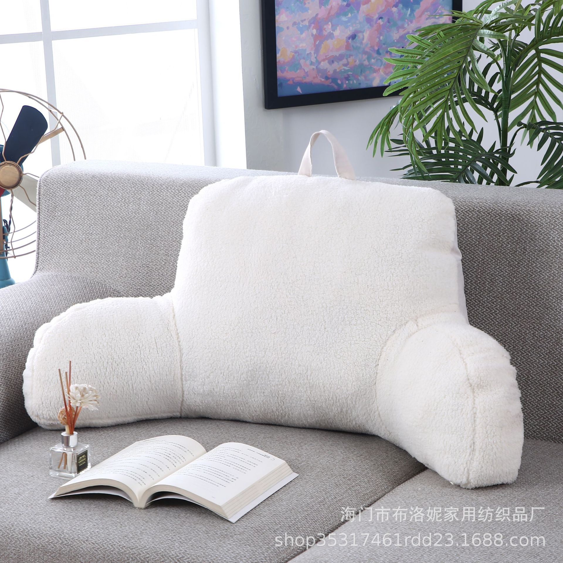 Custom-made American Lamb Fleece Reading Pillow Lazy Cushion Waist Pillow for Pregnant Women with Handlehold Pillow Filled with PP Cotton