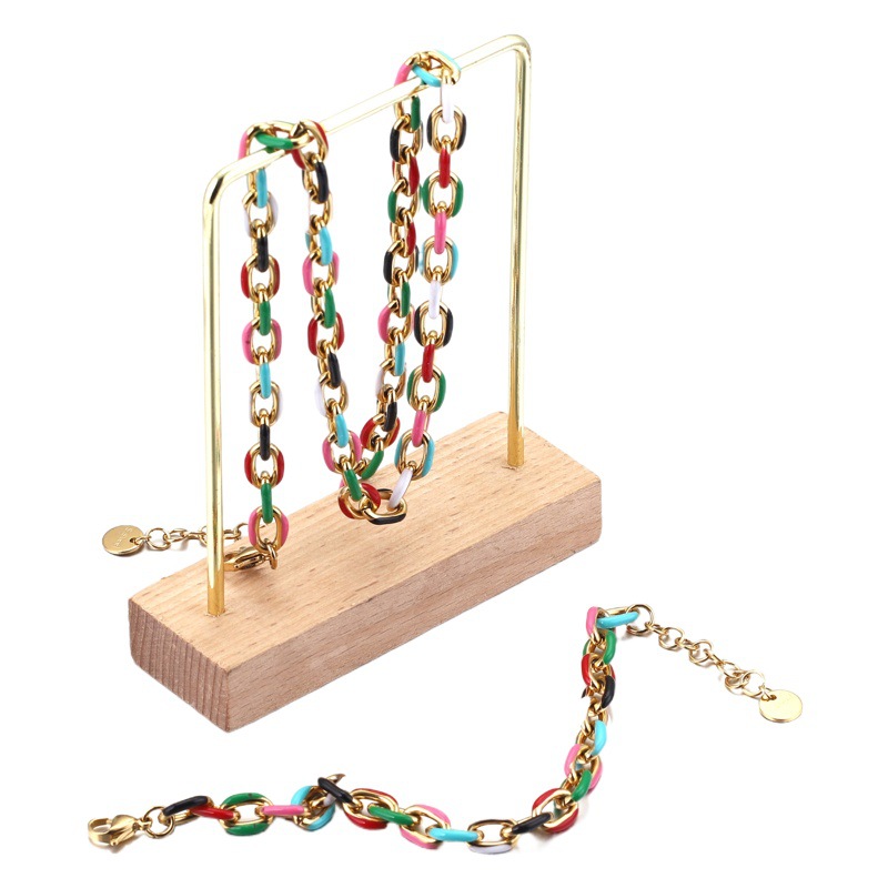 Acero inoxidable aceite goteo cadena cubana en forma de O collar creativo epoxi titanio acero cubano cadena hip hop pulsera de los hombres