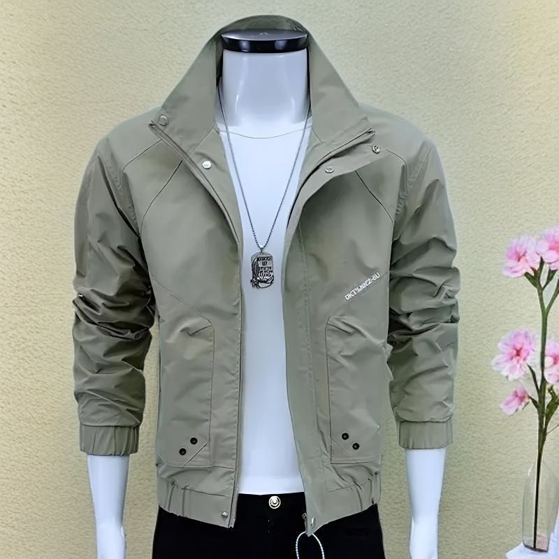 New Autumn Men's Jacket, Fashionable Slim-Fit Stand Collar Trendy Workwear Jacket, Versatile Stylish Casual Top