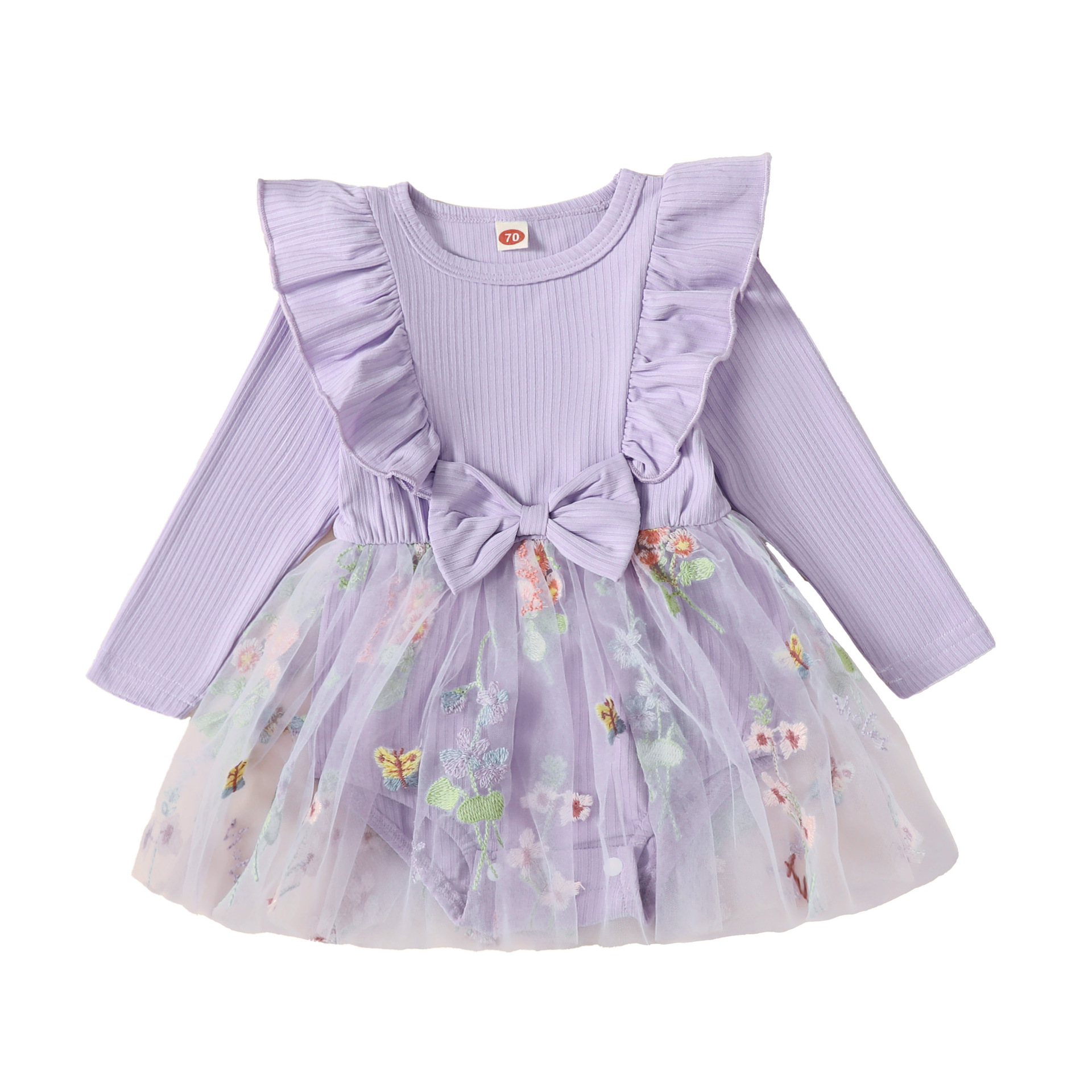 Pit manga larga flor entrepierna falda de gasa