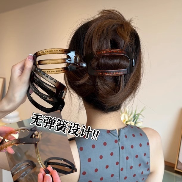 简约气质椭圆发夹女后脑勺高级感一字扭扭夹大号盘发量多头饰夹子|undefined