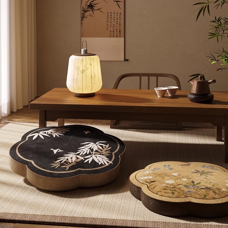 New Chinese-Style Futon Tatami Meditation Mat for Living Room, Floor Kneeling Mat, Meditation Retro Seat Cushion, Can Be Stored