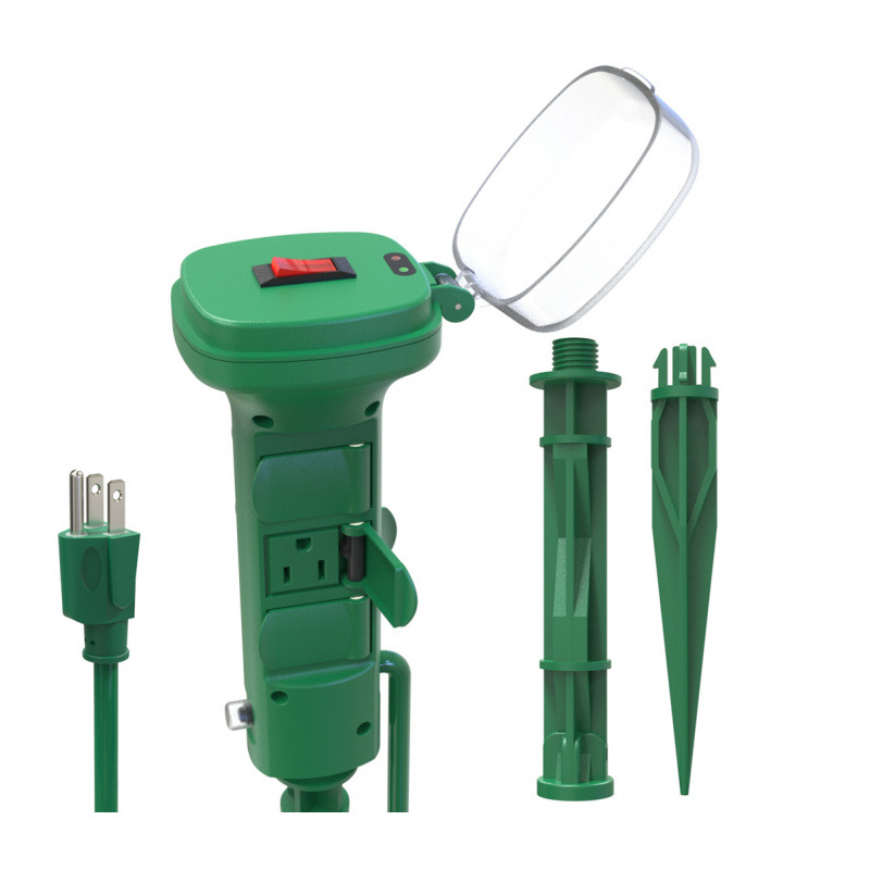 使用带自闭式插座盖和电定时器的电源线6个户外季节性插座电源线