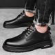 Men's Leather Shoes 2025 Spring and Autumn Men's Retro Tooling Lace-Up Trendy Business Simple Western Style Men's Casual Leather Shoes