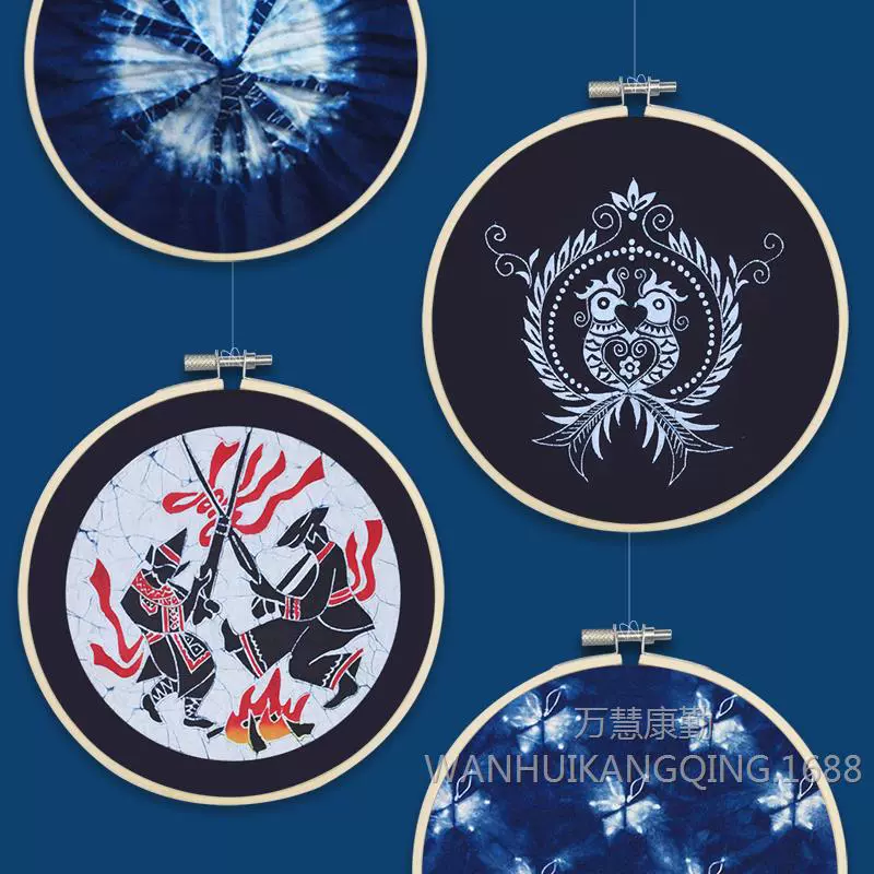 Батик, тай-дай, растительная окраска, декоративная рамка, бамбуковый обруч, вышивка, ручная работа, бамбуковый обруч, рамка для вышивки в стиле ретро.