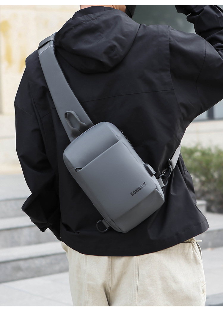 USB charging port bag, fashionable single-shoulder crossbody bag, cross-border wholesale men's chest bag, multi-functional sports chest backpack undefined