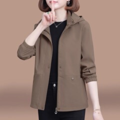 休闲外套女春秋款2025新款中年妈妈秋装宽松百搭夹克女士短款上衣