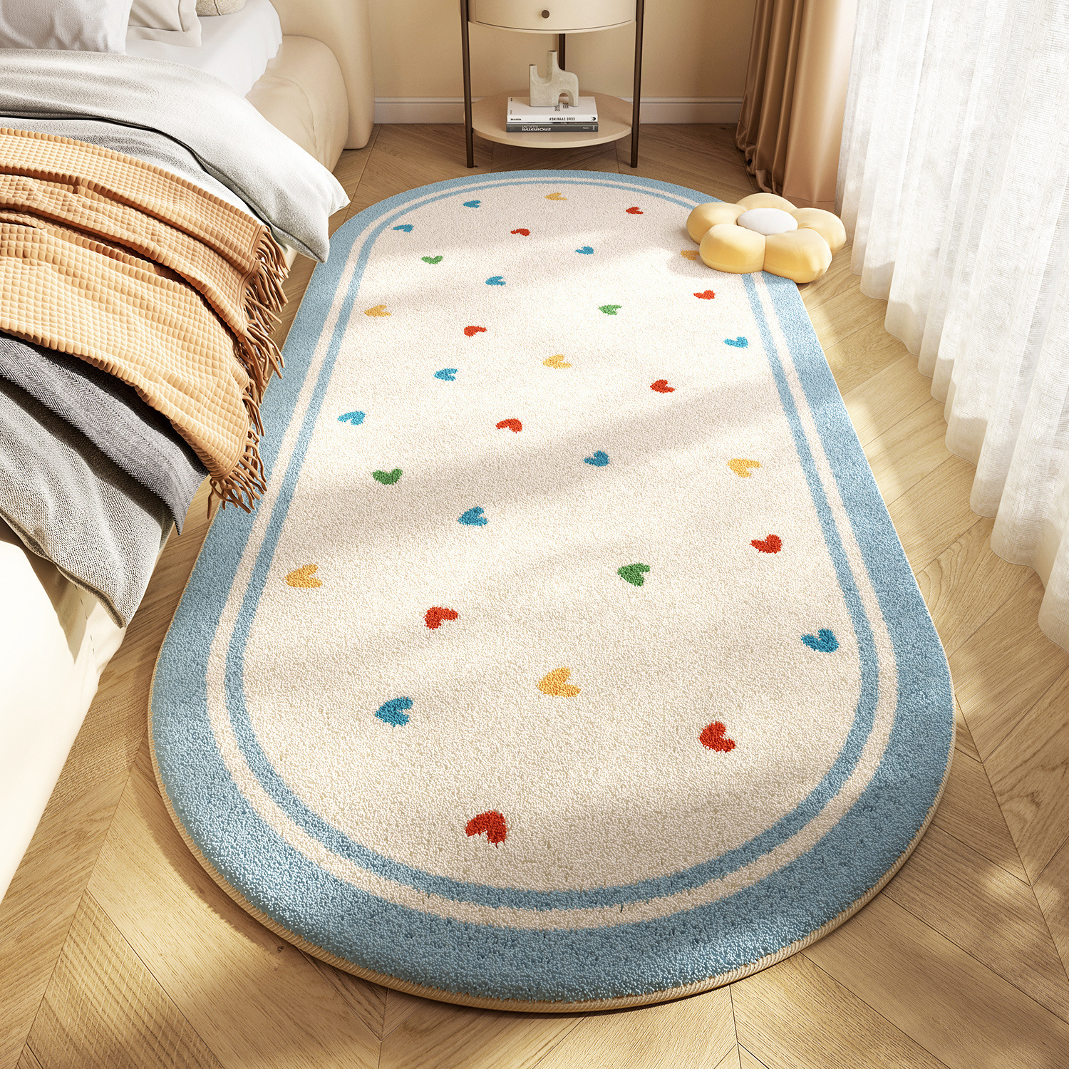 Dopamine Colorful Spotted Bedside Blanket Thickened Imitation Cashmere Floor Mat Soft Cooling Bay Window Mat Bedside Table Mat Ready for Sale