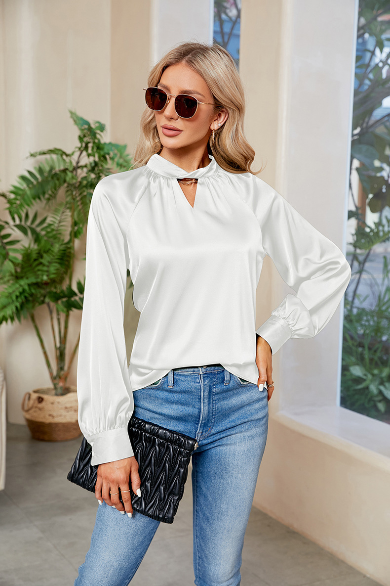 Women's Blouse Long Sleeve Blouses Elegant Solid Color display picture 12