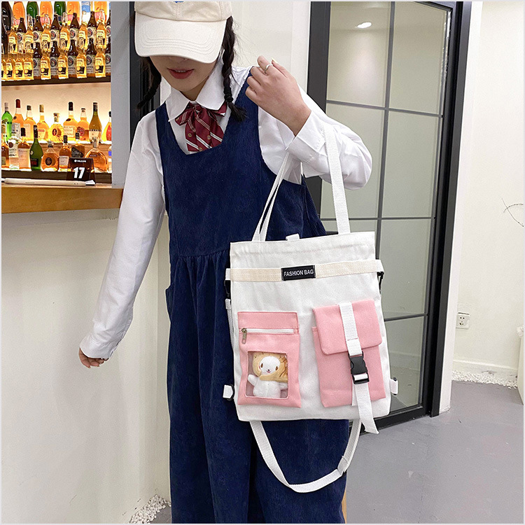Factory wholesale 2021 new Korean-style canvas handbags, large-capacity multi-functional student cloth bags, four-use bags undefined