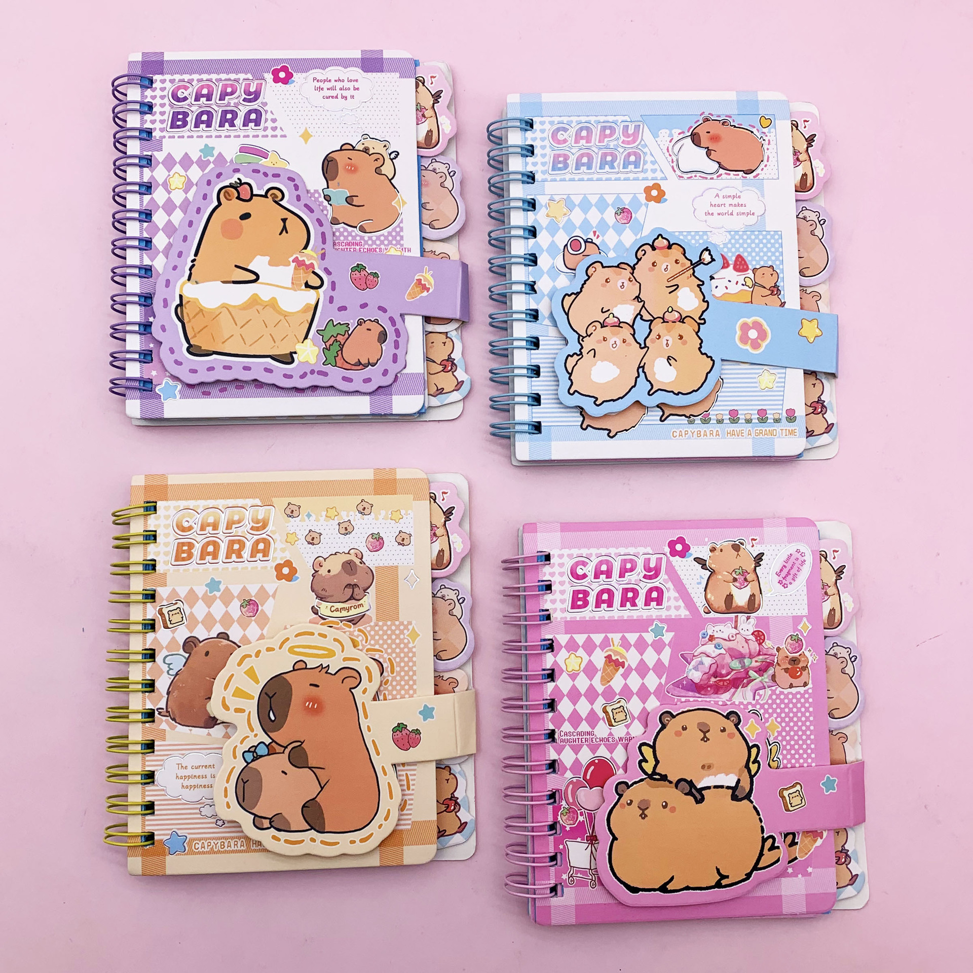 Cuaderno Espiral Clasificador A7 con Páginas Coloridas a Rayas