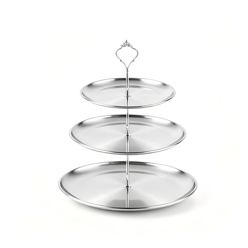 Double-layer and triple-layer stainless steel cake stands, elegant dessert stands, fruit platters, wedding and party decorations, tea break displays, for home and commercial use Double-layer and triple-layer stainless steel cake stands, elegant dessert stands, fruit platters, wedding and party decorations, tea break displays, for home and commercial use