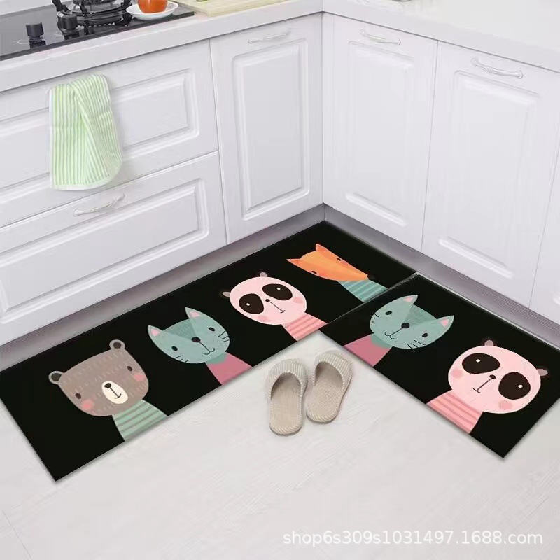 Alfombra de piso de cocina fábrica al por mayor puerta larga alfombra antideslizante alfombra de cocina alfombra de puerta de dibujos animados del hogar estera de la puerta