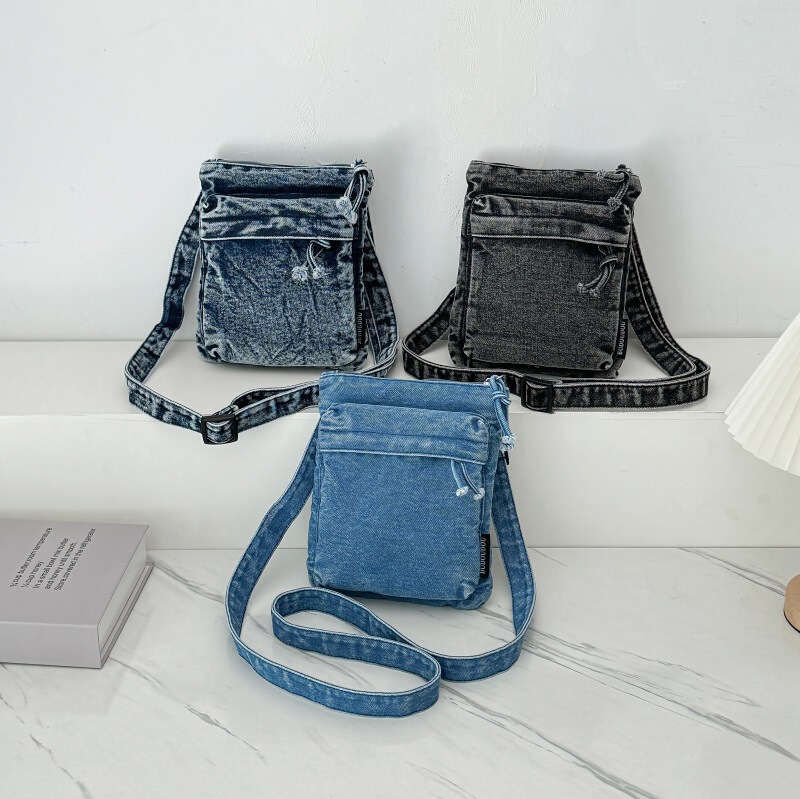 Cross-Border Exclusive Supply of Mini Fashion Mobile Phone Bags, Washed Denim Shoulder Crossbody Bags, Foreign Trade Denim Simple Crossbody Bags
