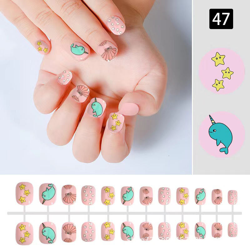 Cartoon Cute High-value Children's Wearing Nail Pieces Instagram Style Girls' Wearing Nail Pieces Diy Removable Fake Short Style