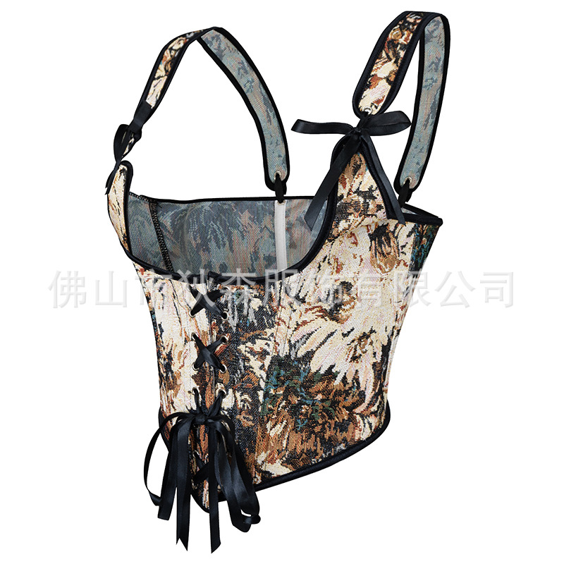 Pintura al óleo de Monet francés Feng Shui Moju correa para el hombro ropa exterior para moldear el cuerpo top estilo de comercio exterior