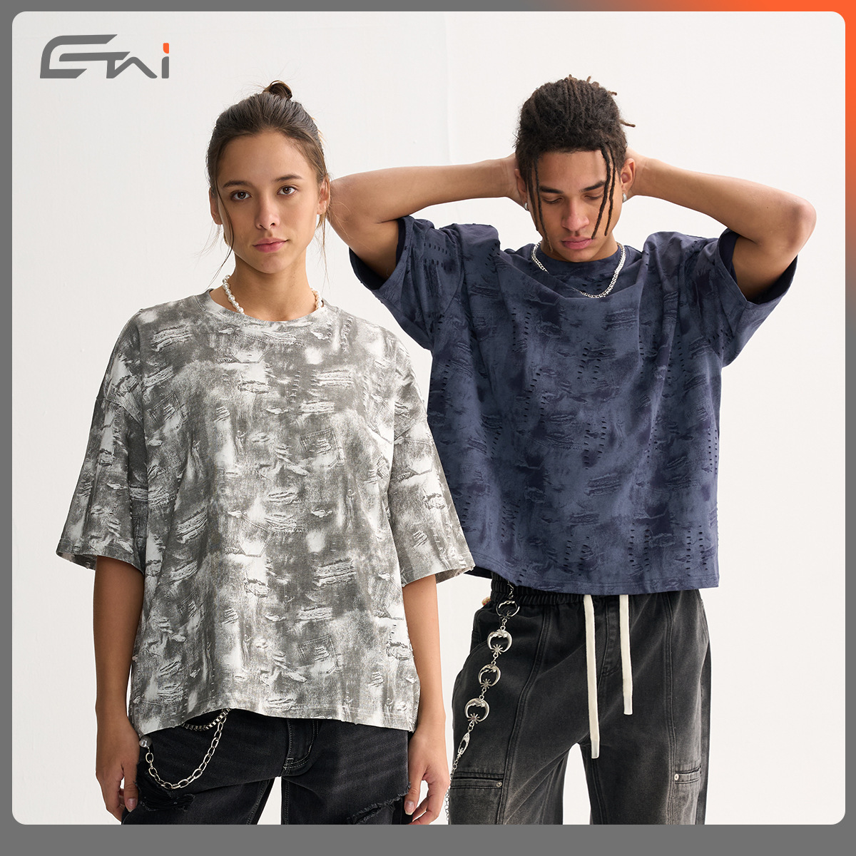 ETAI Hombre| Suelta corta desgastada camiseta vaquín hombre de alta calidad pesada texturas vaquerinas de algodón hombre mangas cortas image 6