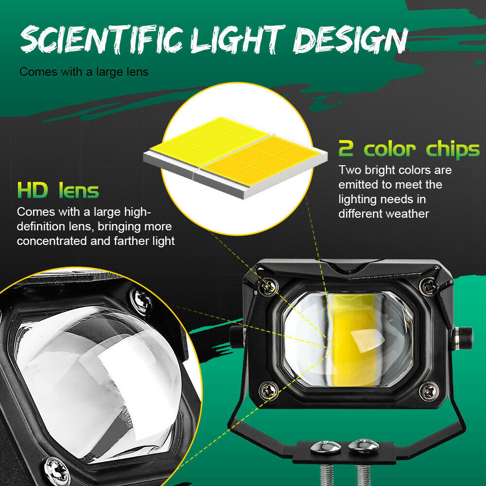 Nuevo amarillo y blanco de dos colores LED láser spotlight pequeño cañón de acero U9 faro de motocicleta eléctrica lente de ojo de pez lámpara externa