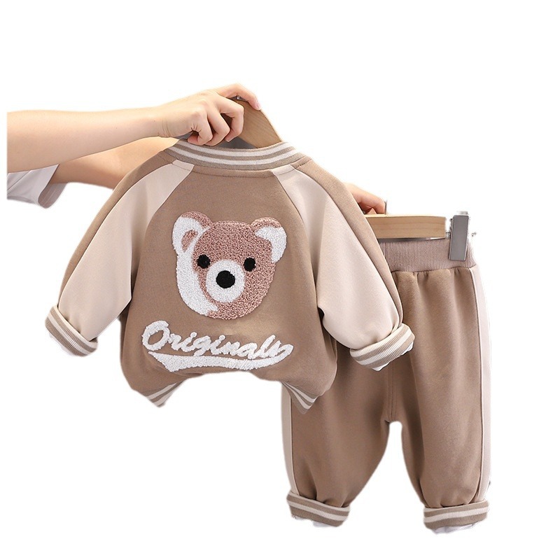 Babyoutfit för pojkar flickor 2024 nya barnjacka vår och västerländsk stil höstsport tredelad set_voghion.com