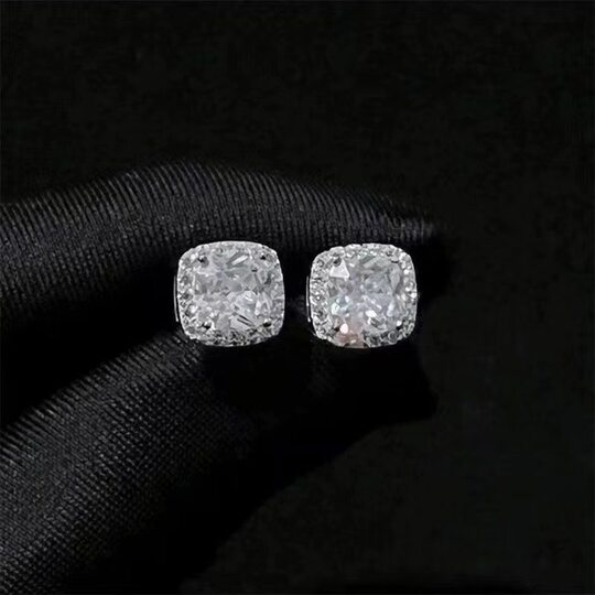 925 Silver Needle American Earrings Men's Yellow Diamond Zircon Rock Candy Men's European and American Explosions Hip-hop Fashion High-end Earrings Women