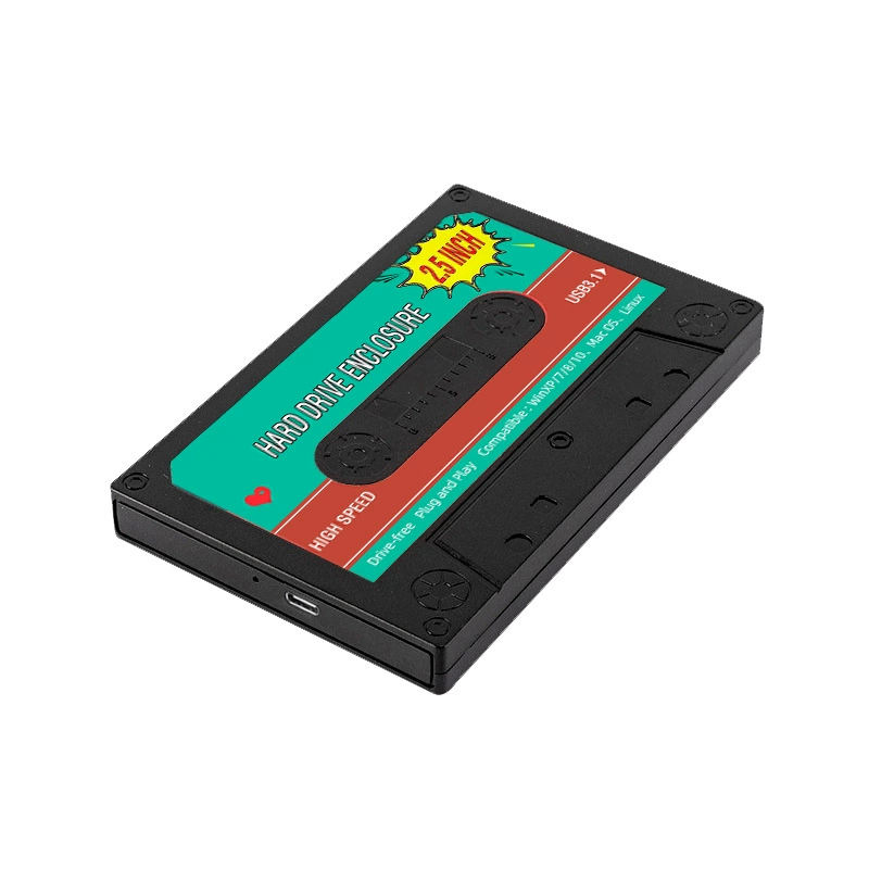 Retro style USB3.1 tape model 2.5-inch hard disk box Sata interface solid state mobile hard disk box abs plastic