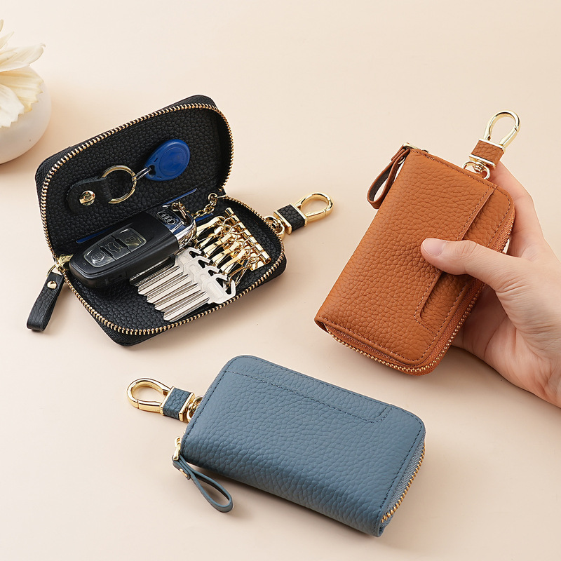 Genuine Leather Car Key Bag, Household Key Storage Bag, Dual-Purpose Detachable Access Card Lock Keychain Car Key Bag Genuine Leather Car Key Bag, Household Key Storage Bag, Dual-Purpose Detachable Access Card Lock Keychain Car Key Bag
