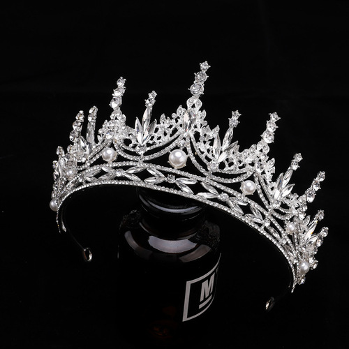 Bridal crown dress tiara accessories temperament Korean style simple and elegant zircon rhinestone photo studio shooting tiara for women